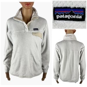 Patagonia Re-Tool Snap T Pullover Jacket Medium Fleece Long Sleeve Off White